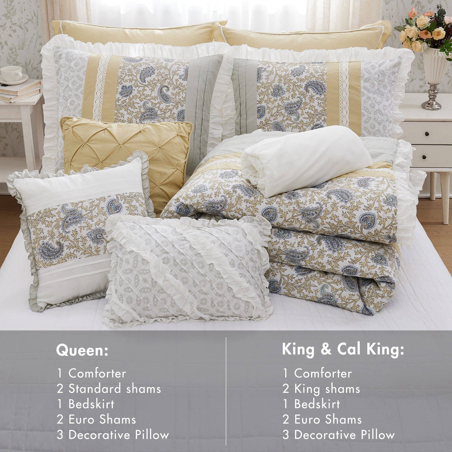 9 Piece Cotton Percale Comforter Set