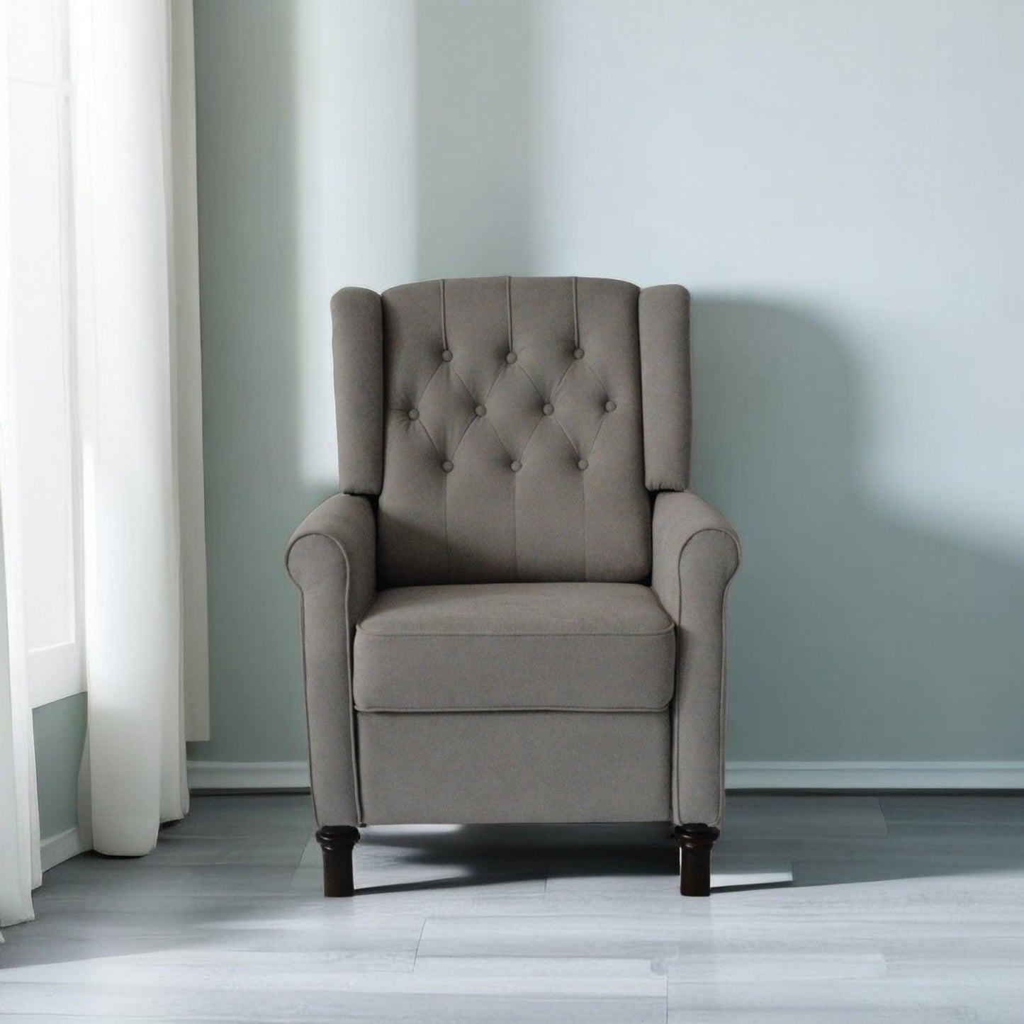 Redde Boo New Design Classic Dark Gray Waterproof Fabric Living Room Pull Button Sofa, High Back Manual Recliner Chair Cinema Home Theatre Cozy Recliner Sofa