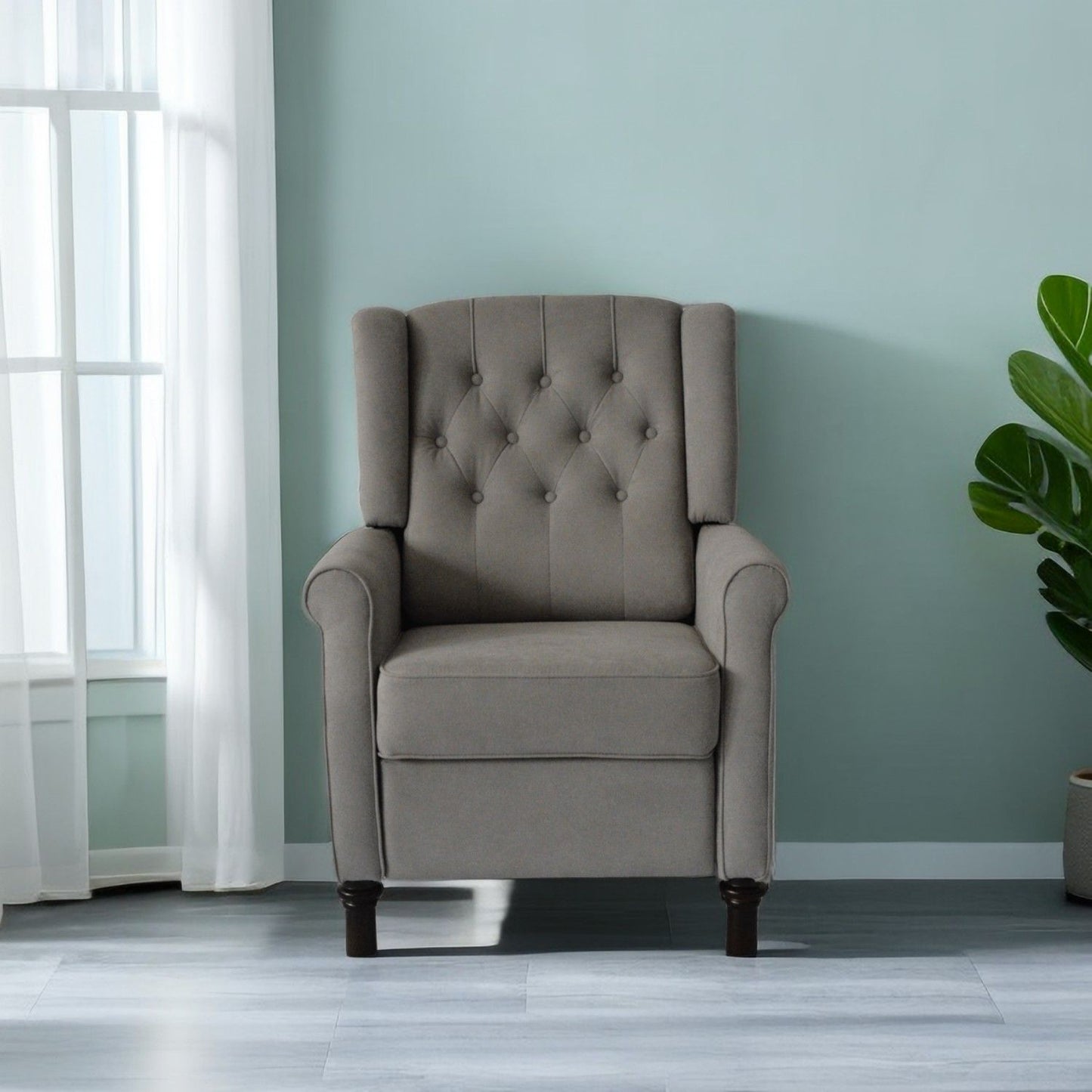 Redde Boo New Design Classic Dark Gray Waterproof Fabric Living Room Pull Button Sofa, High Back Manual Recliner Chair Cinema Home Theatre Cozy Recliner Sofa