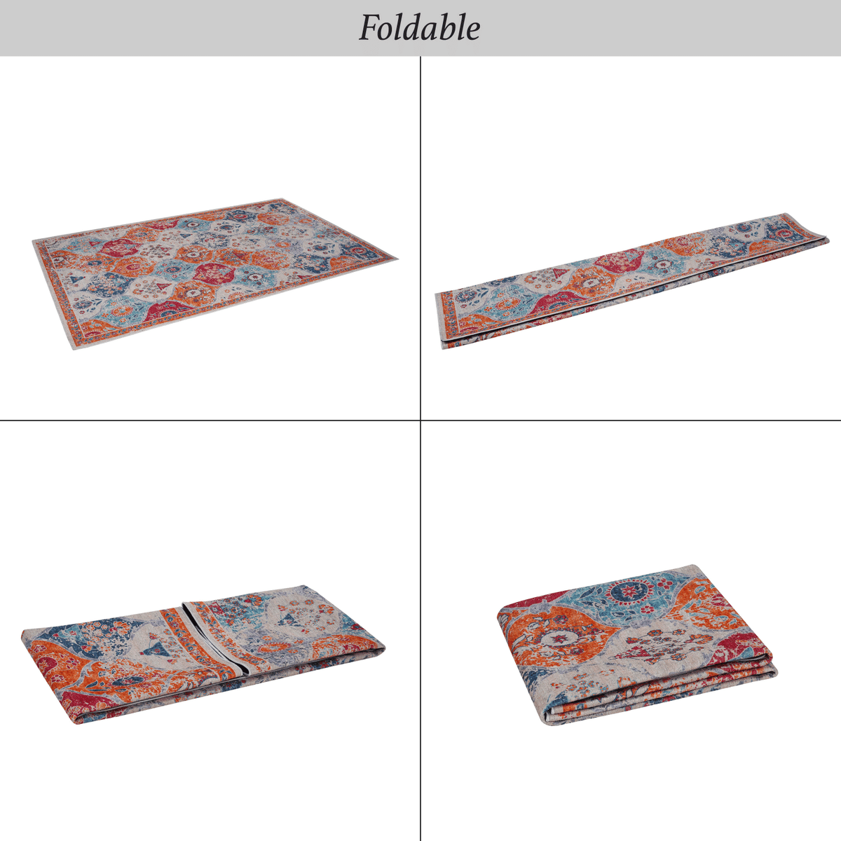 LOOM & LUXE 2'6''x10' Runner, Washable Rug, Low-Pile, Non-Slip, Non-Shedding, Foldable, Kid & Pet Friendly - Area Rugs for living room, bedroom, kitchen, dining room rug, (Cream, 2'6''x10')