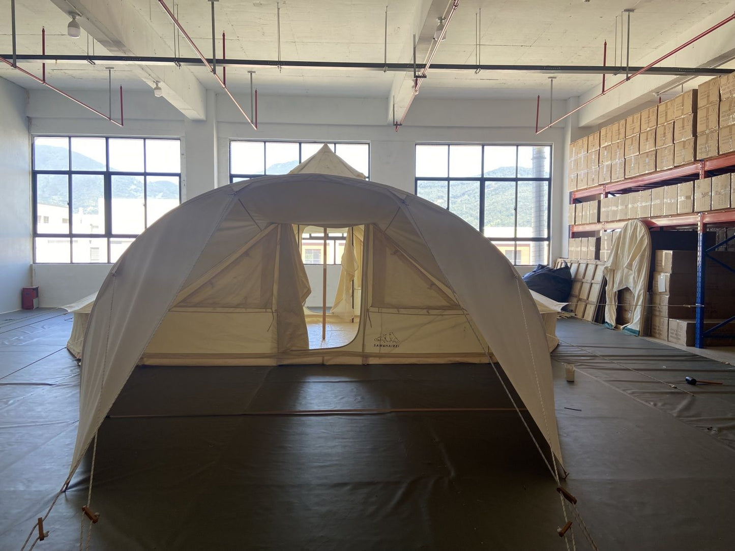 SAM&HAIBEI 6 Persons Canvas Tent Bell Tent Glamping,4 Seasons Yurt Tent for Camping, Heavy Cotton Canvas Tent for Family Camping,Outdoor Hunting,or Party Tent. Durable, 2 in 1,2 Doors Bell Tent