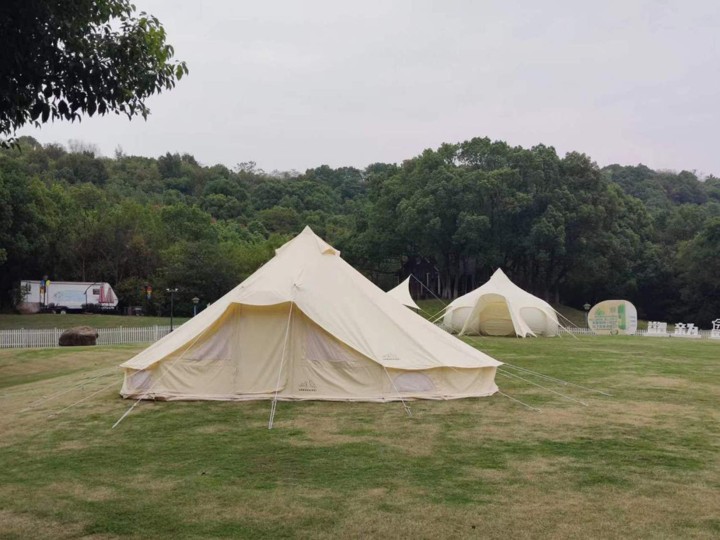 SAM&HAIBEI 6 Persons Canvas Tent Bell Tent Glamping,4 Seasons Yurt Tent for Camping, Heavy Cotton Canvas Tent for Family Camping,Outdoor Hunting,or Party Tent. Durable, 2 in 1,2 Doors Bell Tent