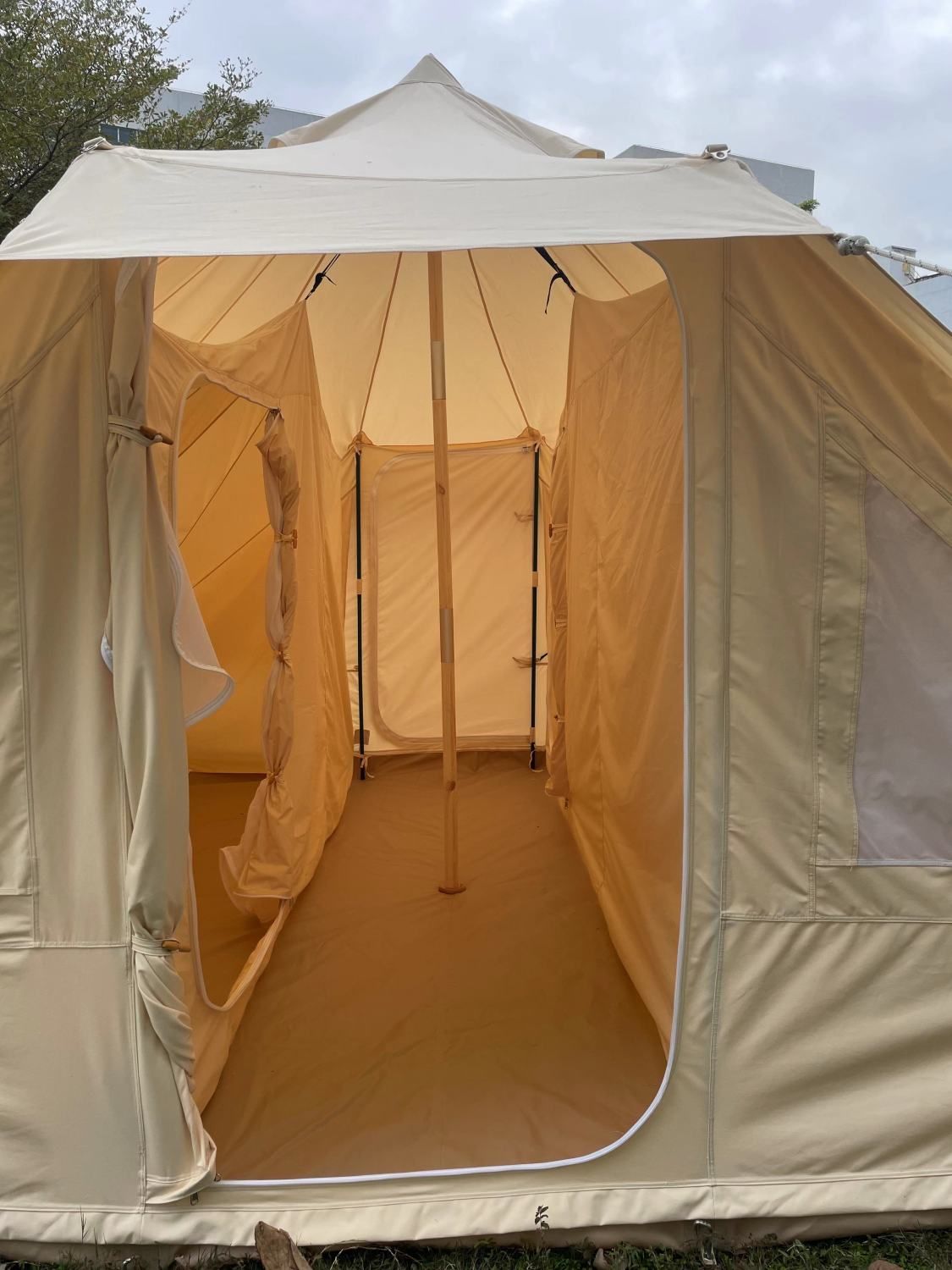 SAM&HAIBEI 6 Persons Canvas Tent Bell Tent Glamping,4 Seasons Yurt Tent for Camping, Heavy Cotton Canvas Tent for Family Camping,Outdoor Hunting,or Party Tent. Durable, 2 in 1,2 Doors Bell Tent