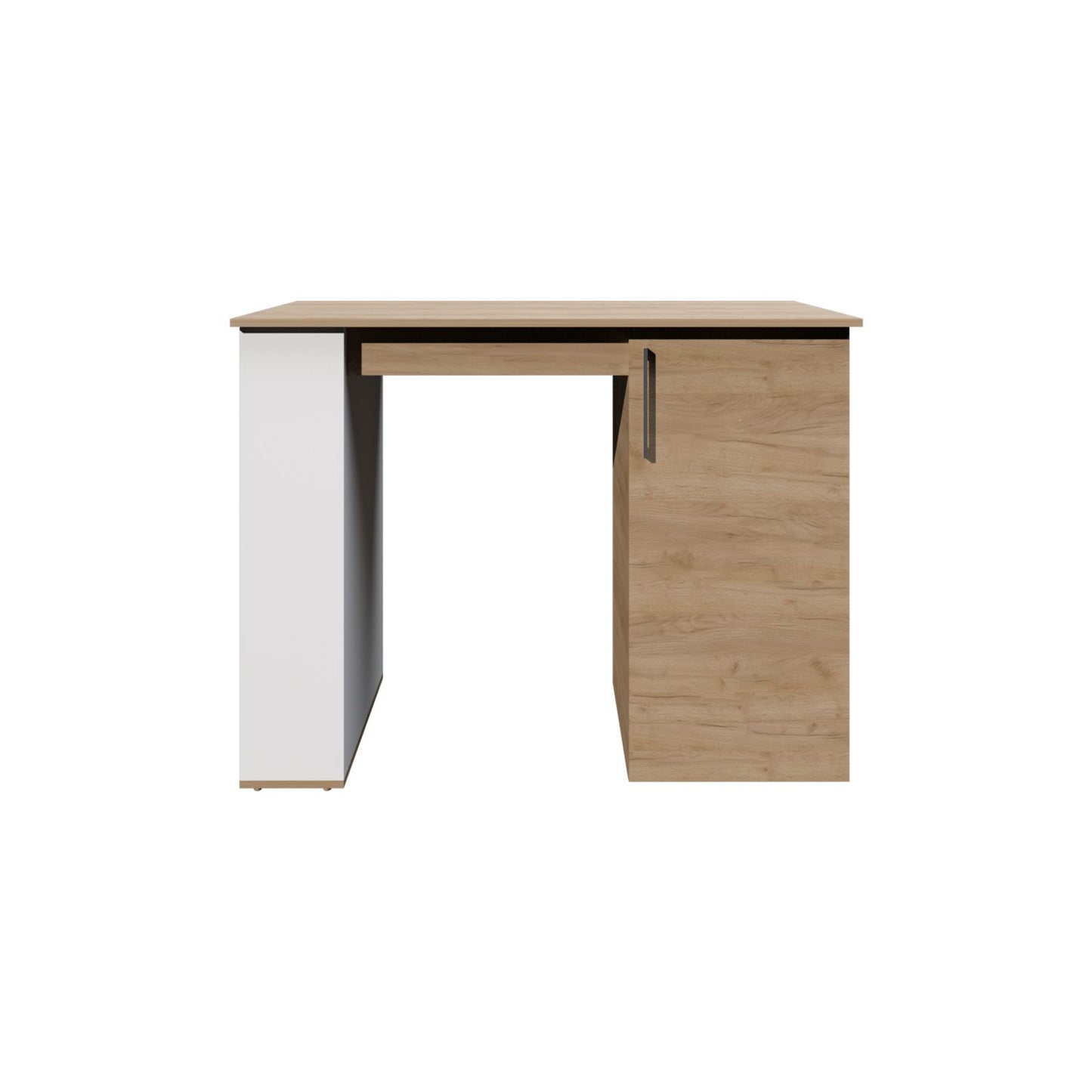 Allen 47" Wide Kitchen Island One Cabinet and Five Shelves, Bar Table, Dinning Table. Pub Table White- Natural Oak