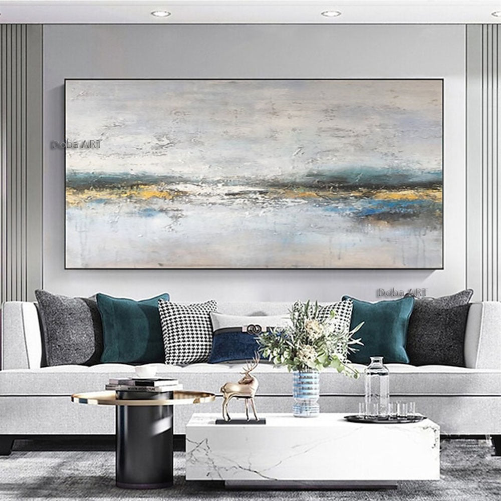 Handmade Oil Painting CanvasWall Art Decoration Abstract Knife Painting Landscape Bluefor Home Living Room hallway bedroom luxurious decorative painting