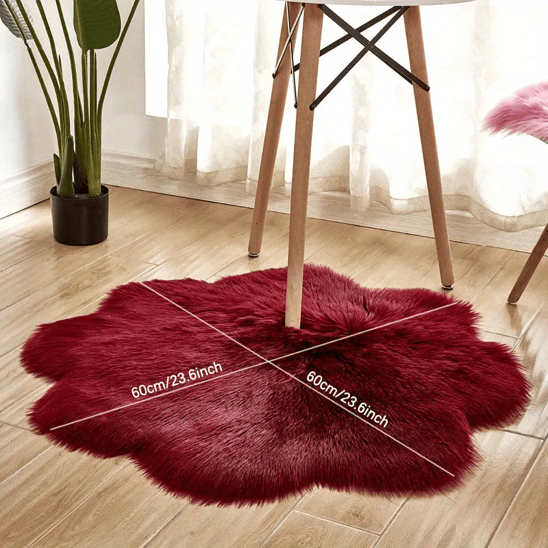 1pc, Soft and Plush Flower Shaped Fur Rug - Faux Sheepskin Area Rug for Bedroom, Sofa, and Nursery - Machine Washable and Perfect for Living Room and Bedroom Decor