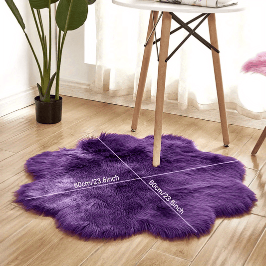 1pc, Soft and Plush Flower Shaped Fur Rug - Faux Sheepskin Area Rug for Bedroom, Sofa, and Nursery - Machine Washable and Perfect for Living Room and Bedroom Decor