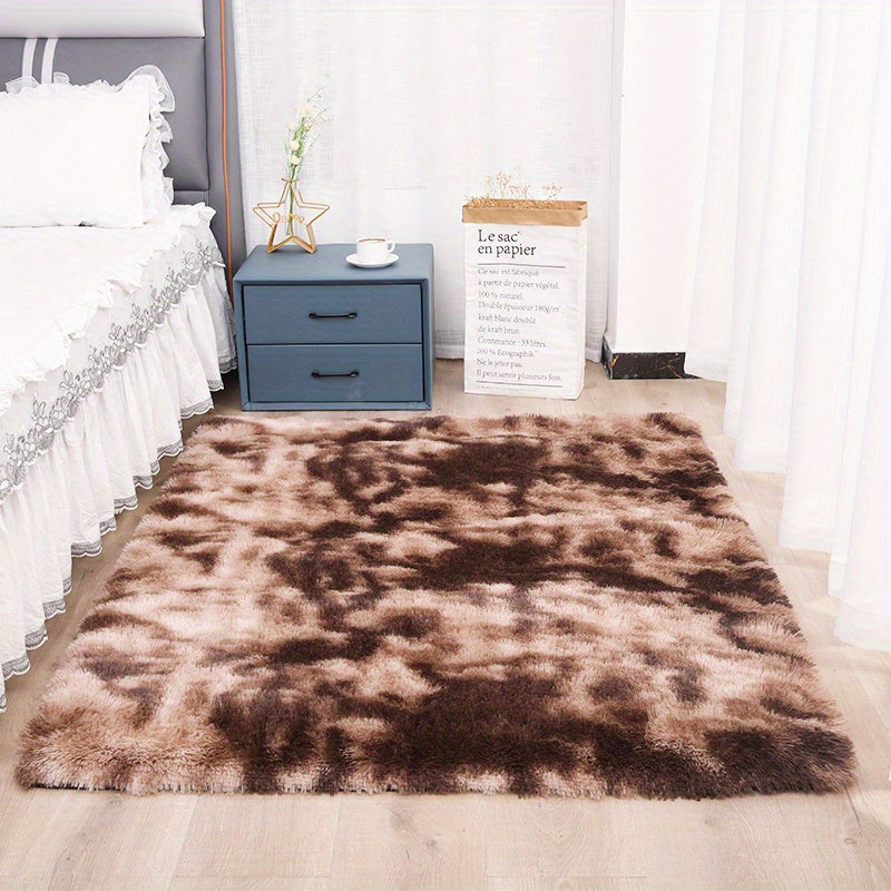 1pc, Tie-Dyed Plush Shag Furry Area Rug for Bedroom, Living Room, Nursery, and Kids Room - Ultra Soft and Fluffy, Washable, Non-Shedding, and Perfect for Home Decor and Room Decor