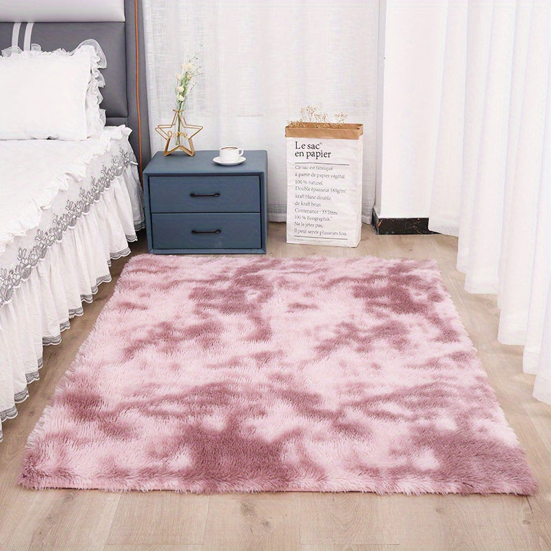 1pc, Tie-Dyed Plush Shag Furry Area Rug for Bedroom, Living Room, Nursery, and Kids Room - Ultra Soft and Fluffy, Washable, Non-Shedding, and Perfect for Home Decor and Room Decor