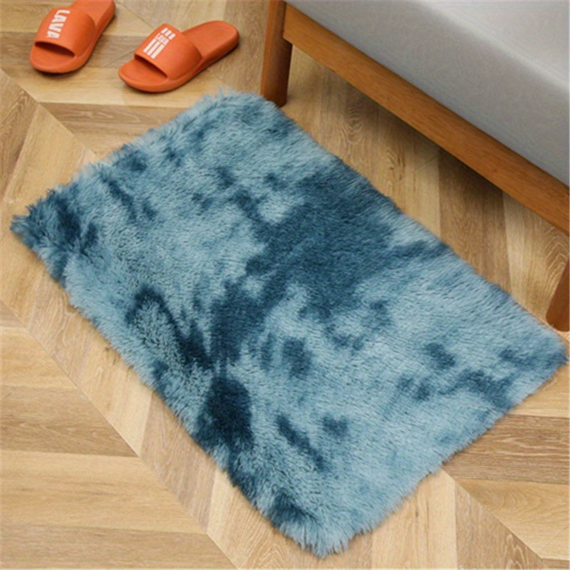 1pc, Tie-Dyed Plush Shag Furry Area Rug for Bedroom, Living Room, Nursery, and Kids Room - Ultra Soft and Fluffy, Washable, Non-Shedding, and Perfect for Home Decor and Room Decor