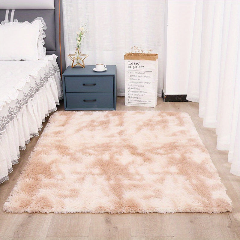 1pc, Tie-Dyed Plush Shag Furry Area Rug for Bedroom, Living Room, Nursery, and Kids Room - Ultra Soft and Fluffy, Washable, Non-Shedding, and Perfect for Home Decor and Room Decor
