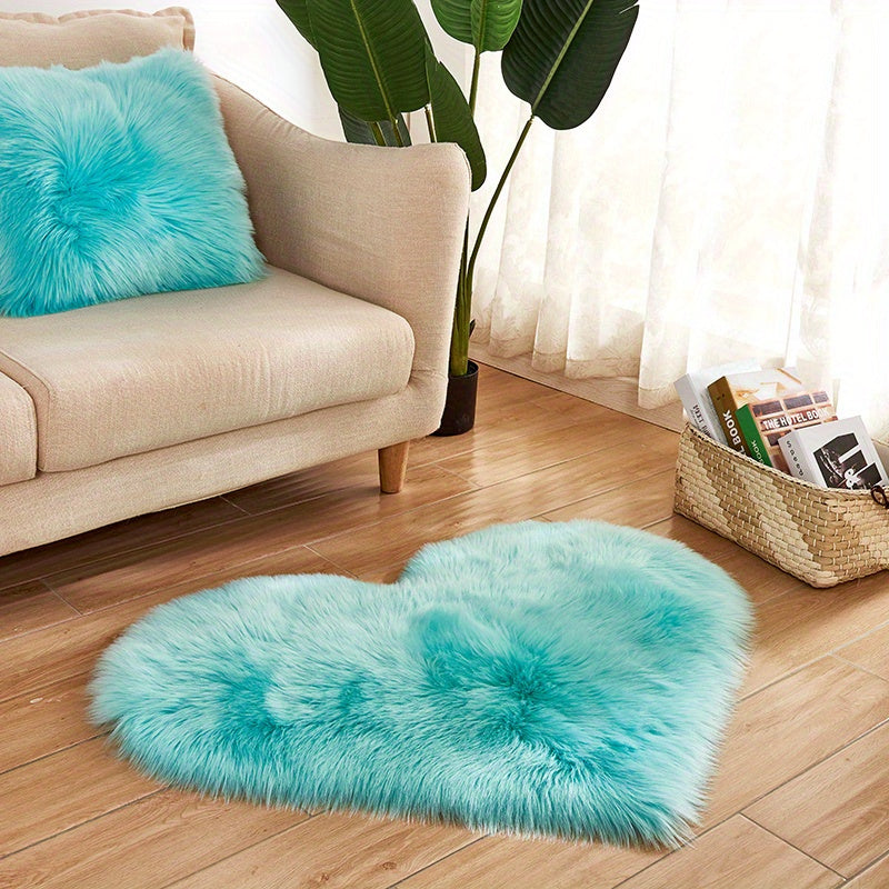 1pc, Fluffy Shaggy Area Rug, Solid Color PV Velvet Carpet, Plush Heart Shape Rug For Valentine's Day Wedding Anniversary Home Floor Decor, For Living Room Bedroom Bathroom