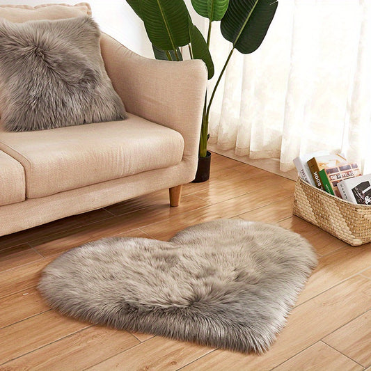 1pc, Fluffy Shaggy Area Rug, Solid Color PV Velvet Carpet, Plush Heart Shape Rug For Valentine's Day Wedding Anniversary Home Floor Decor, For Living Room Bedroom Bathroom