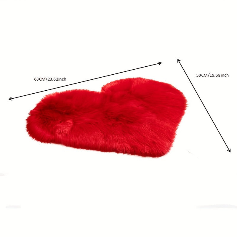 1pc, Fluffy Shaggy Area Rug, Solid Color PV Velvet Carpet, Plush Heart Shape Rug For Valentine's Day Wedding Anniversary Home Floor Decor, For Living Room Bedroom Bathroom