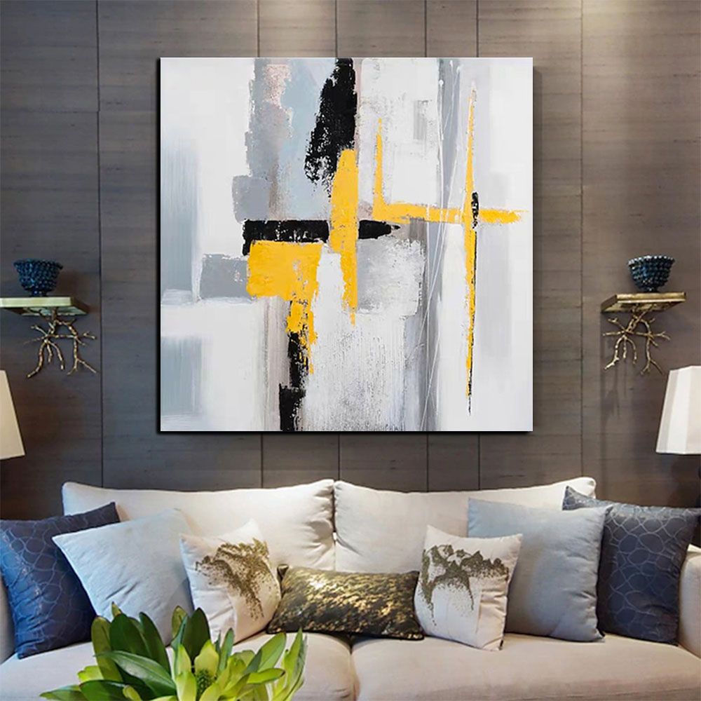 Hand Painted Oil Paintings Black and white gold Modern Abstract Oil Paintings On Canvas Wall Art Decorative Picture Living Room Hallway Bedroom Luxurious Decorative Painting