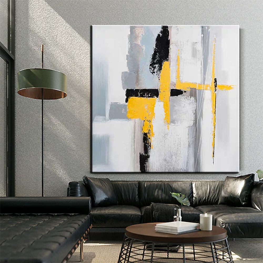 Hand Painted Oil Paintings Black and white gold Modern Abstract Oil Paintings On Canvas Wall Art Decorative Picture Living Room Hallway Bedroom Luxurious Decorative Painting