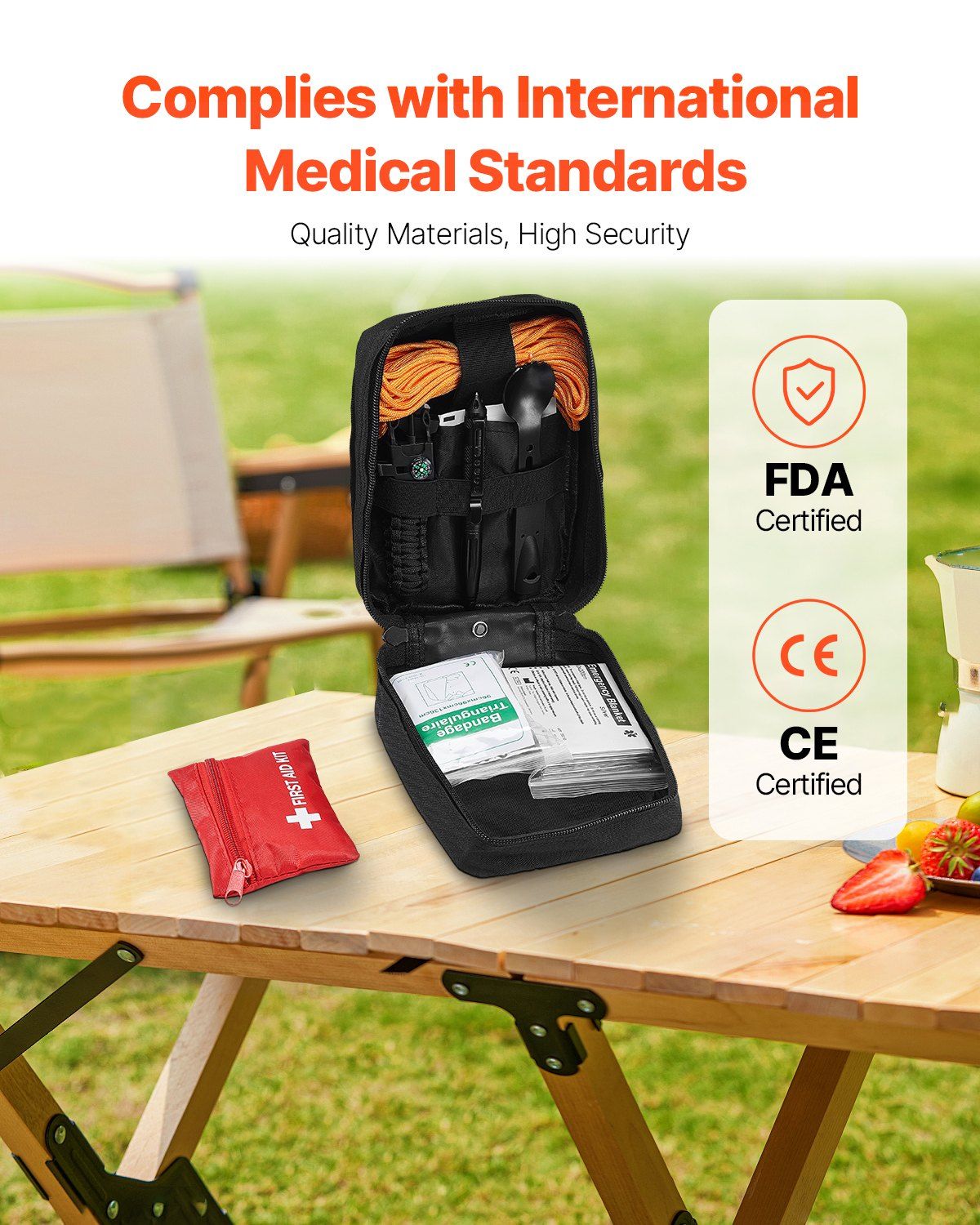 Survival First Aid Kit 250 Pieces Emergency Medical Trauma Bag for Camping Home