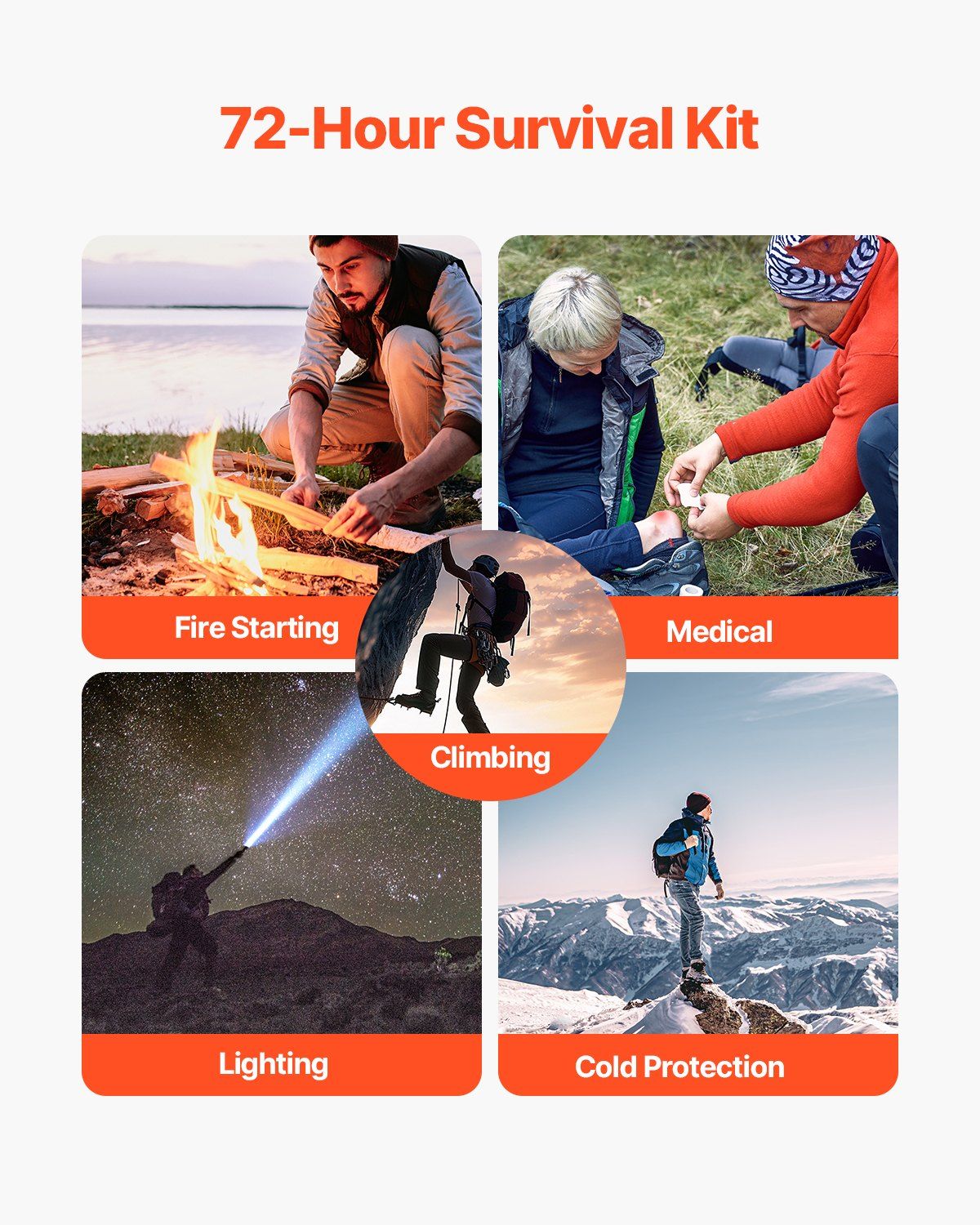 Survival First Aid Kit 250 Pieces Emergency Medical Trauma Bag for Camping Home