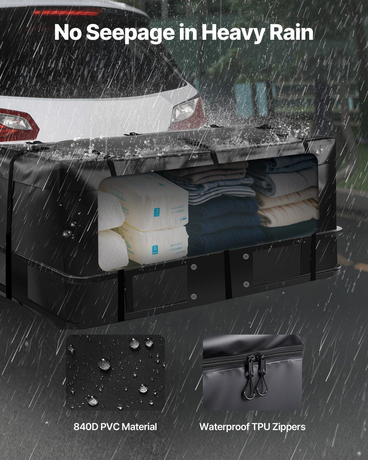 Hitch Cargo Carrier Bag 59.84 x 23.9 x 24.02 in (20 Cu.ft) with 8 Straps