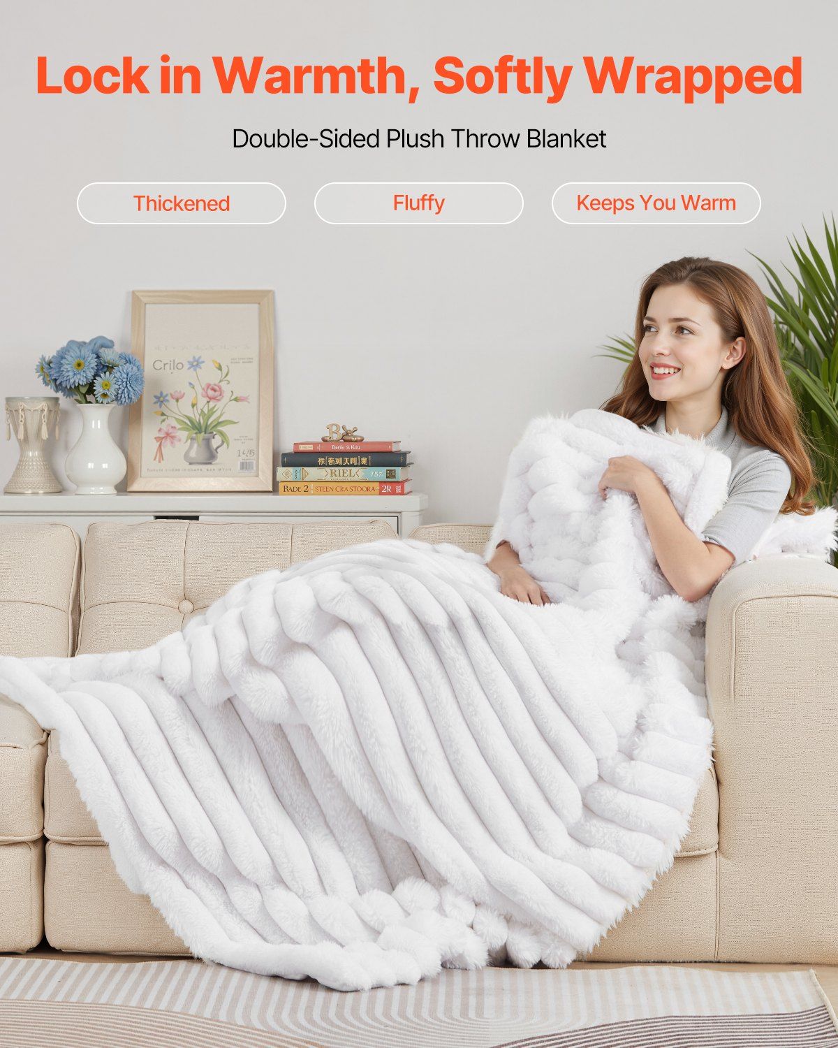 Soft Throw Blanket 50 x 60 Inches / 1270 x 1524 mm Faux Fur Cozy Bed Blanket