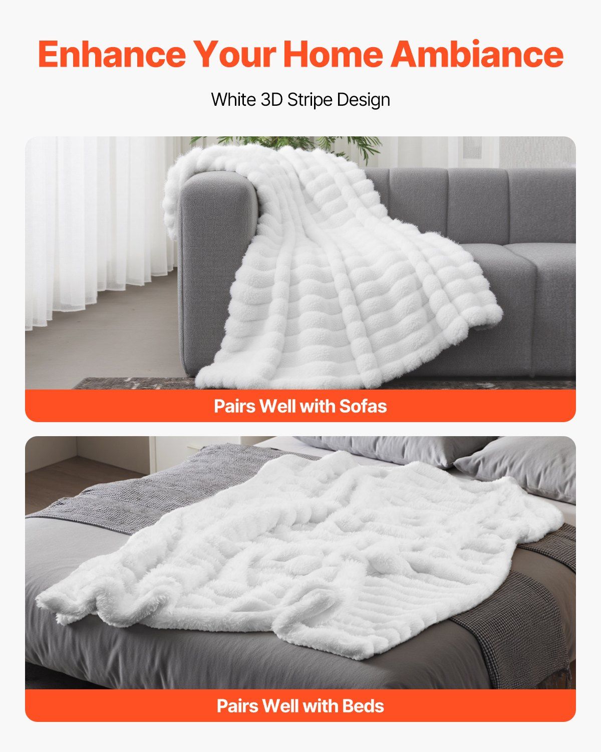 Soft Throw Blanket 50 x 60 Inches / 1270 x 1524 mm Faux Fur Cozy Bed Blanket
