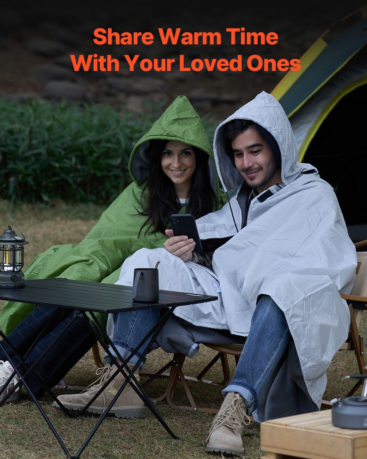 Camping Blanket 79" x 59" Wearable Warm Stadium Blanket Outdoor Light Grey