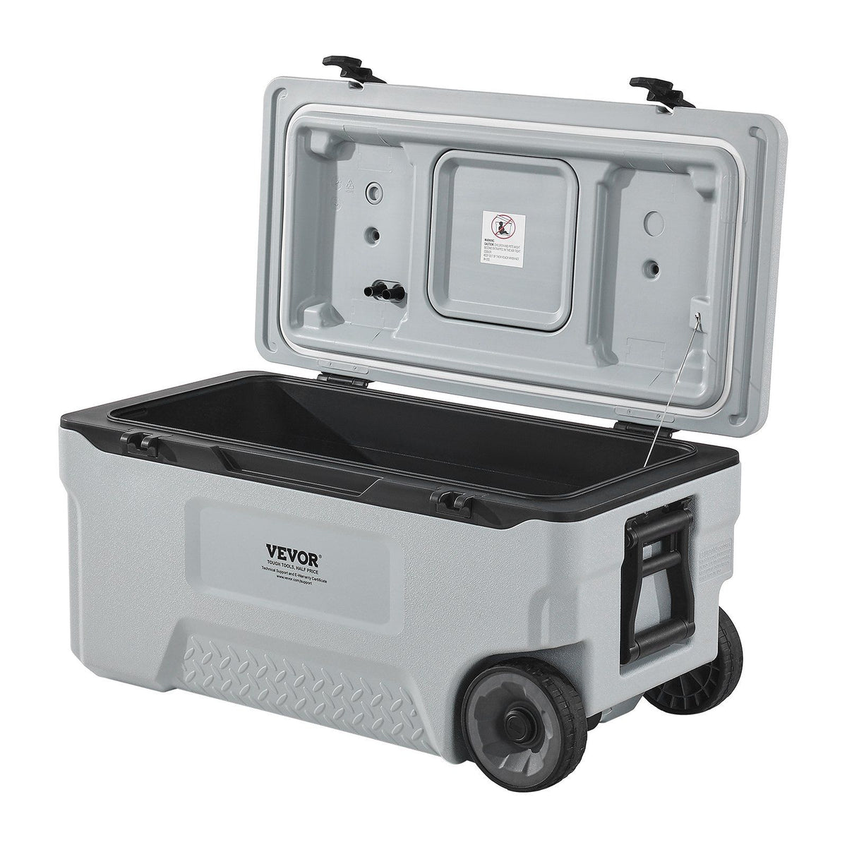 Portable Cooler 74 QT Insulated Wheeled Cooler 120 Can Capacity with Cup Holder