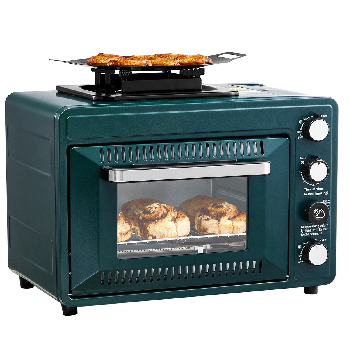 Outdoor Oven 2-in-1 Portable Gas Camping Stove Oven Combo Adjustable Fire
