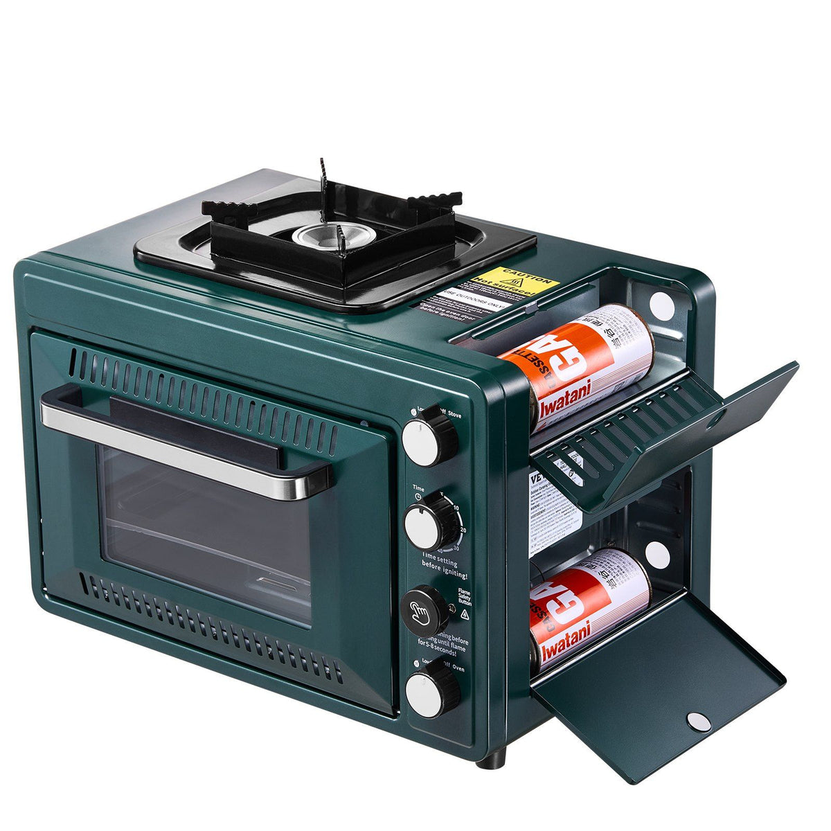 Outdoor Oven 2-in-1 Portable Gas Camping Stove Oven Combo Adjustable Fire