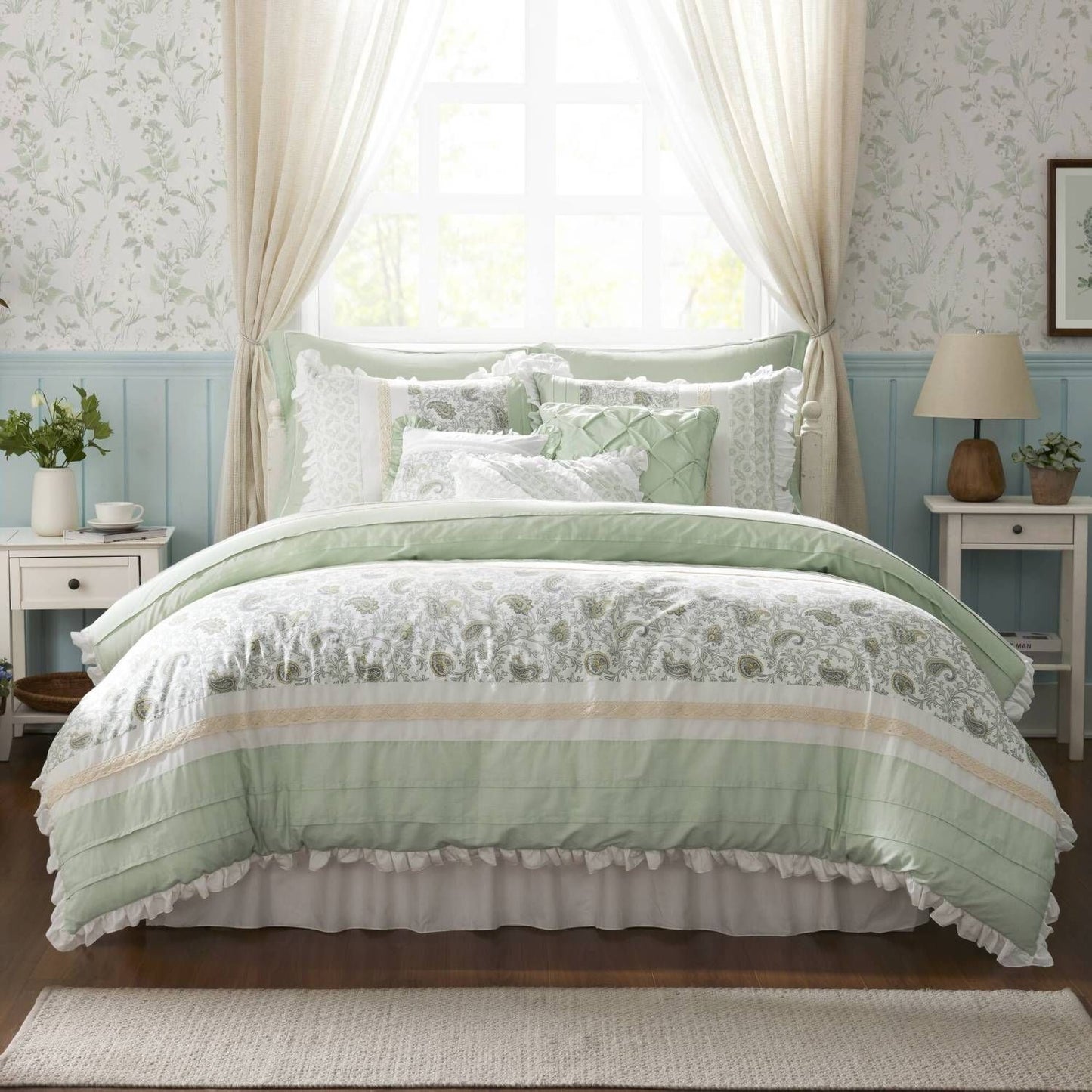 9 Piece Cotton Percale Comforter Set Cal King