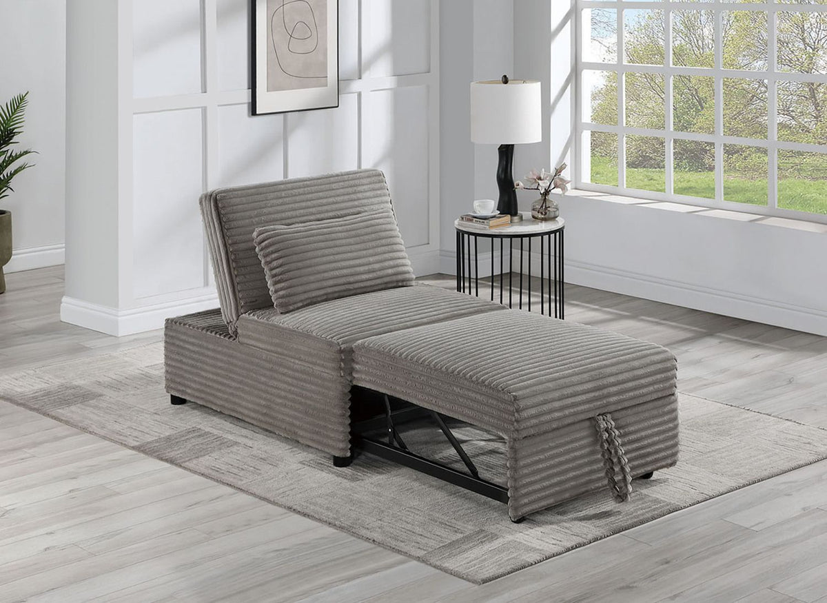 Convertible Wide-Welt Corduroy Sofa Sleeper Sofa Chair W/ Pull-Out Bed Smoke