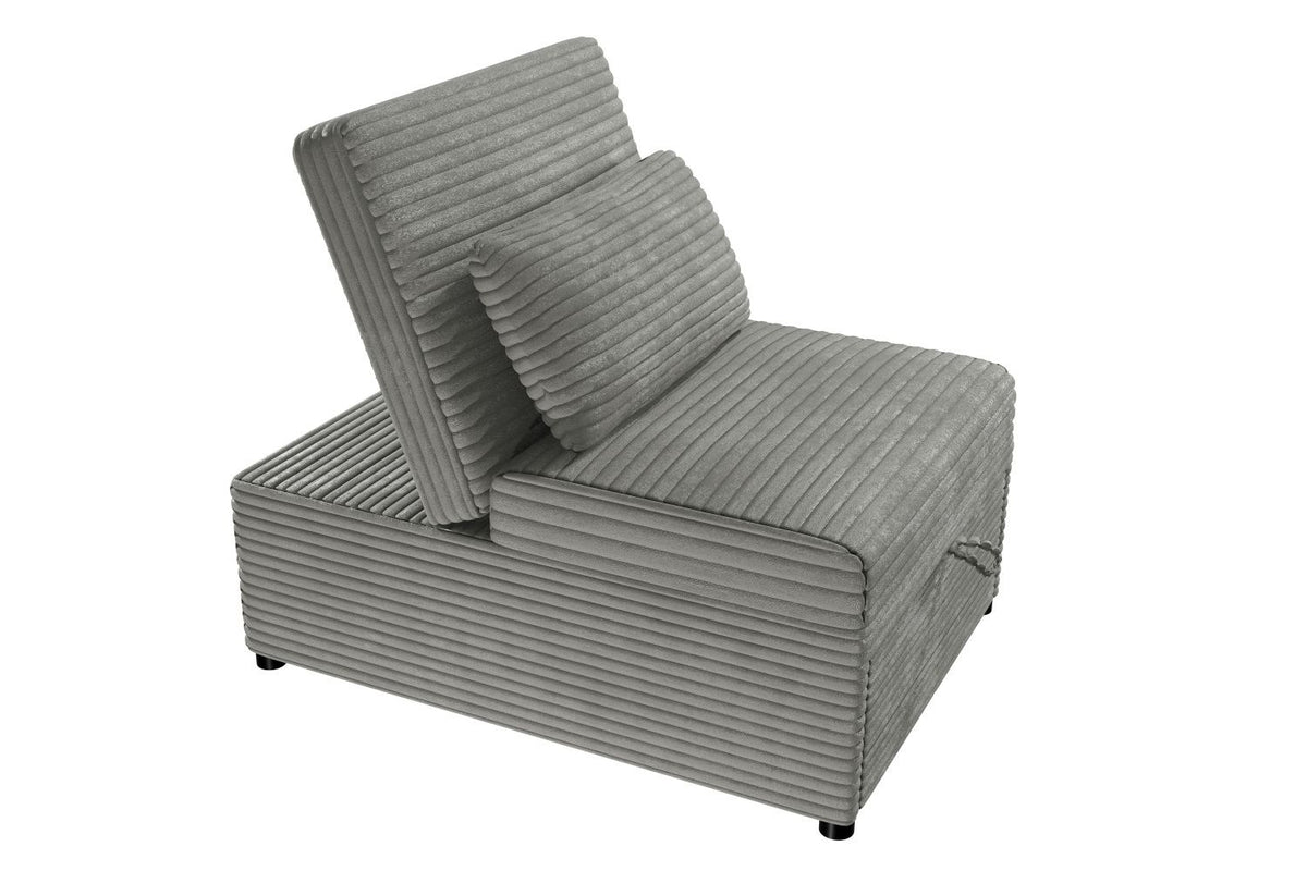 Convertible Wide-Welt Corduroy Sofa Sleeper Sofa Chair W/ Pull-Out Bed Smoke