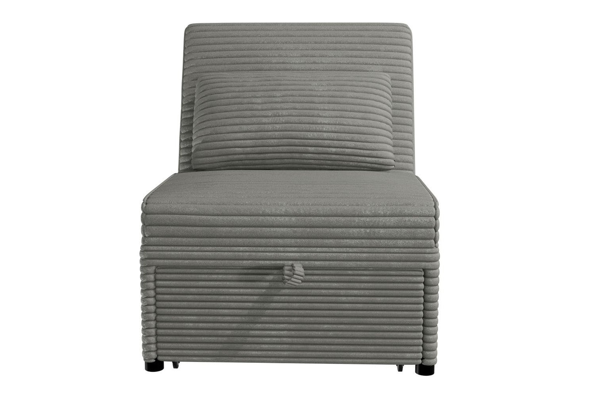 Convertible Wide-Welt Corduroy Sofa Sleeper Sofa Chair W/ Pull-Out Bed Smoke