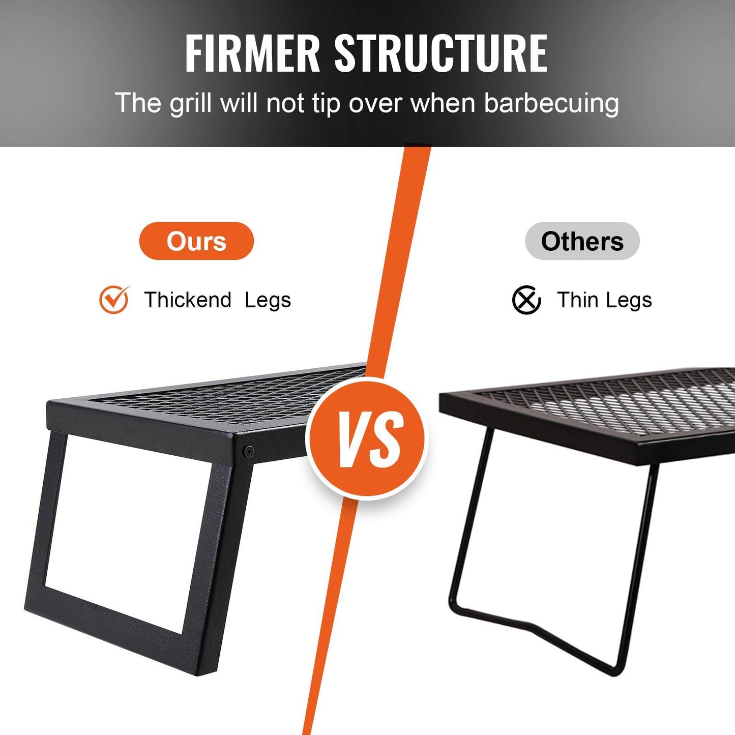 Folding bonfire barbecue grill, heavy-duty steel mesh grille, 18-inch portable camping grille above the fire pit, leg-carrying bag for campfire cooking equipment