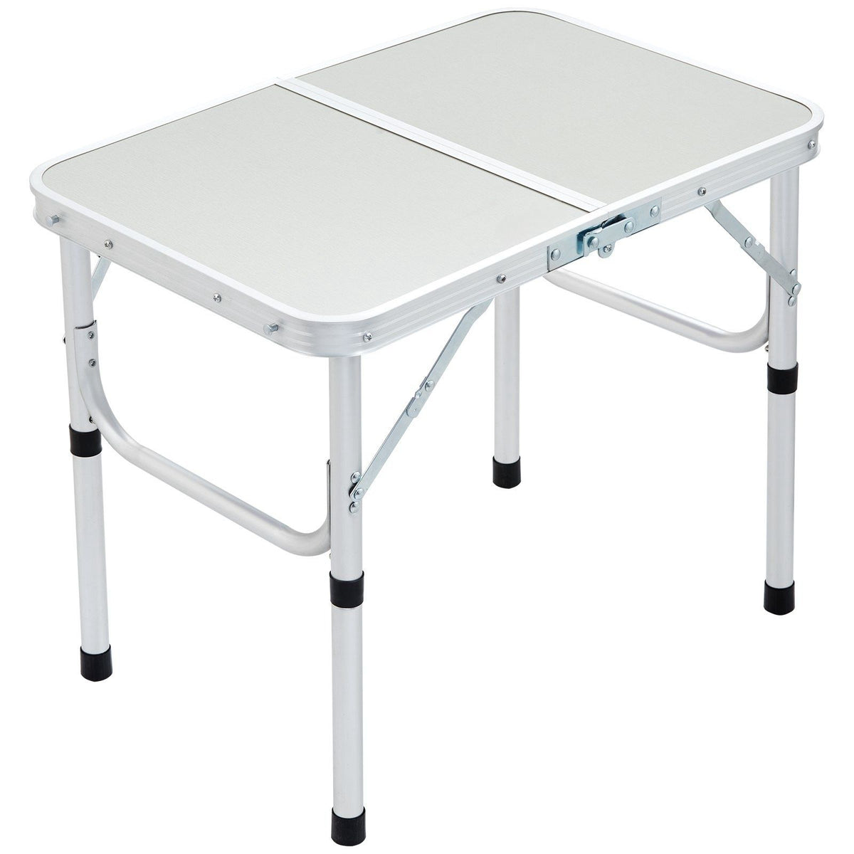 Folding camping table, adjustable height outdoor portable side table, lightweight folding table, aluminum and MDF ultra-compact workbench, suitable for cooking, beach, picnic and travel