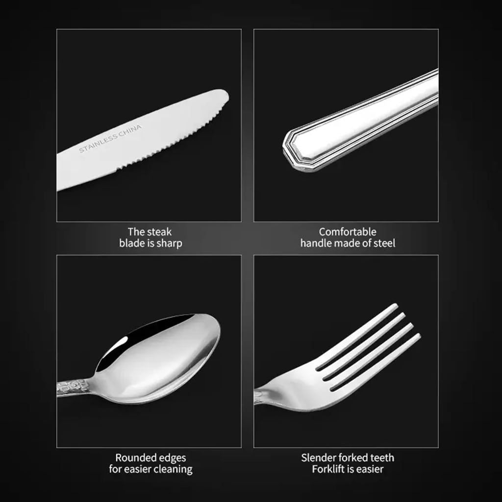 16-Piece Luxury Premium Silverware Dinnerware Tableware Set for Home - Stainless Steel Flatware Service for 4 with Forks, Knives, Spoons, and Teaspoons - Durable, Elegant, and Rust-Resistant Cutlery f