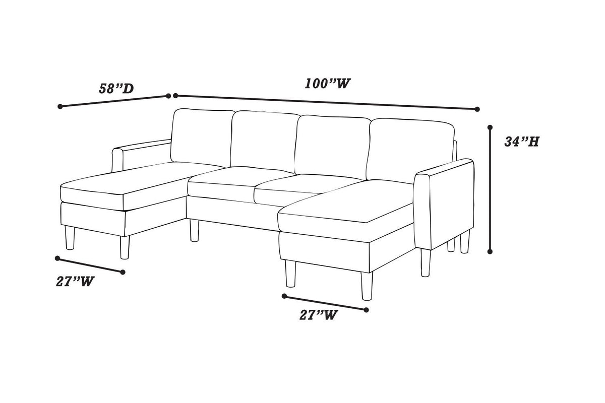 3-Piece Corduroy Sectional Set in Beige