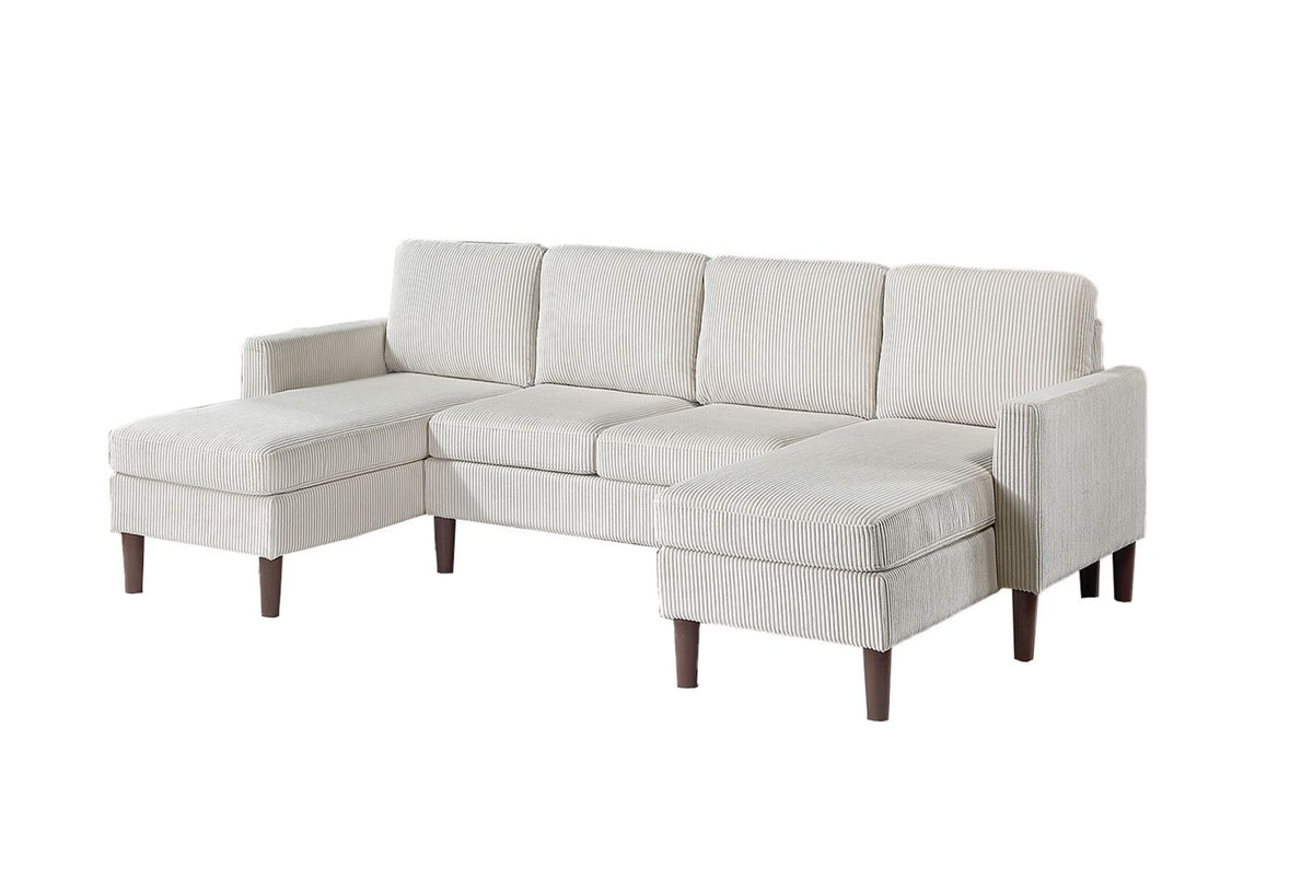 3-Piece Corduroy Sectional Set in Beige