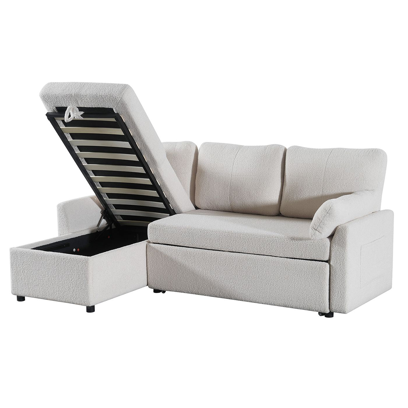 84.2" Sleeper Sofa Bed,Pull Out Sofa Bed with Storage Chaise L Shape Sectional Sofa