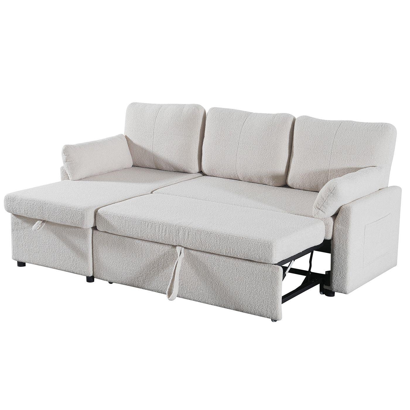 84.2" Sleeper Sofa Bed,Pull Out Sofa Bed with Storage Chaise L Shape Sectional Sofa