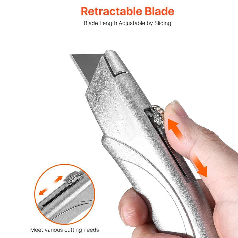 Utility Knife Retractable Box Cutter with Sharp Blades