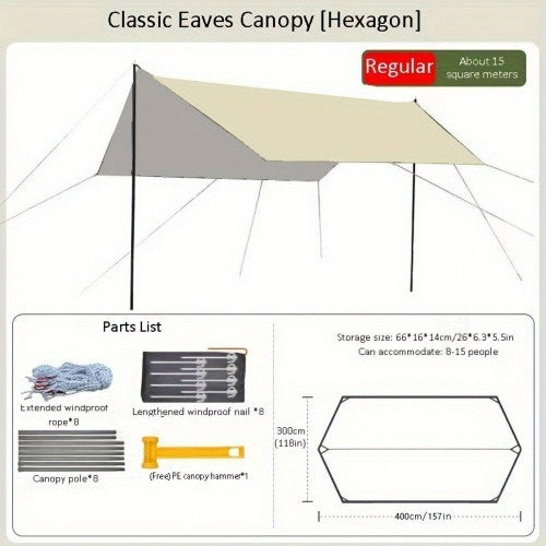 (FST-ZQ-041)Ordinary 3*4m RV Outdoor Tent Shade Portable Camping Sunscreen Rainproof Vinyl Canopy