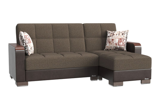 PrimeNest ZenAero Collection Upholstered Convertible Wood Trimmed Chaise Lounge with Storage