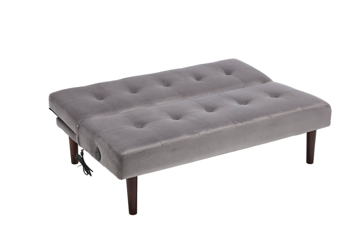 Foldable Fashion Sofa Bed High End Flannel Fabric Back Adjustable Sofa Recliner Futon, Modern Fashion Sofa with Charging Port, Suitable for Living Room Bedroom Office (Gray)