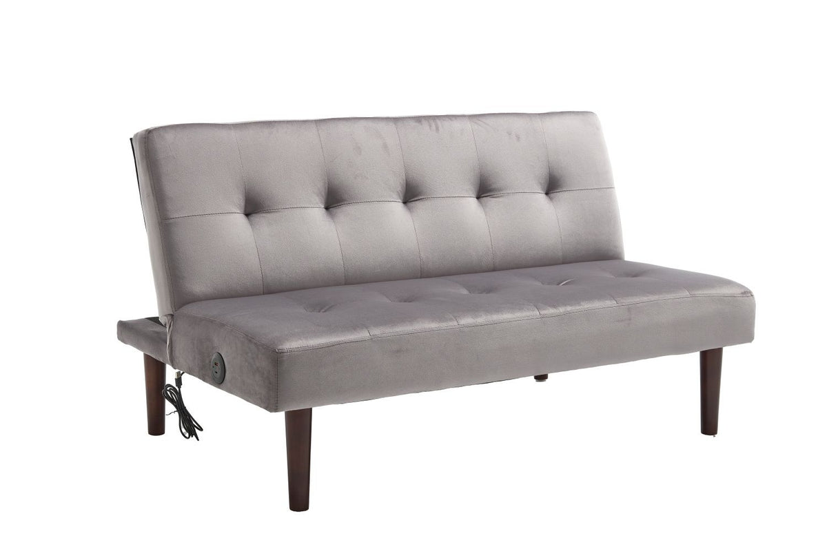 Foldable Fashion Sofa Bed High End Flannel Fabric Back Adjustable Sofa Recliner Futon, Modern Fashion Sofa with Charging Port, Suitable for Living Room Bedroom Office (Gray)
