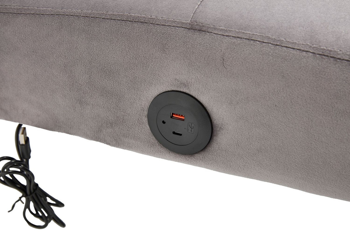 Foldable Fashion Sofa Bed High End Flannel Fabric Back Adjustable Sofa Recliner Futon, Modern Fashion Sofa with Charging Port, Suitable for Living Room Bedroom Office (Gray)