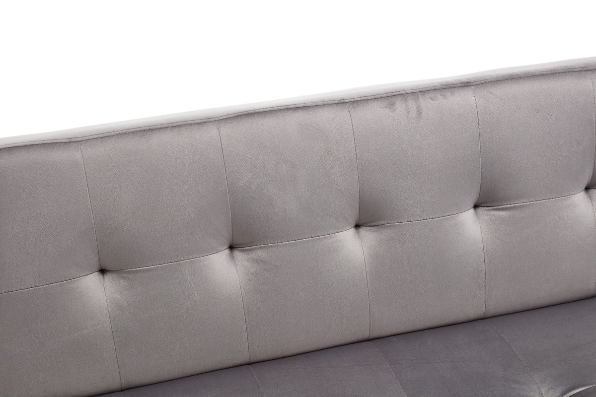 Foldable Fashion Sofa Bed High End Flannel Fabric Back Adjustable Sofa Recliner Futon, Modern Fashion Sofa with Charging Port, Suitable for Living Room Bedroom Office (Gray)
