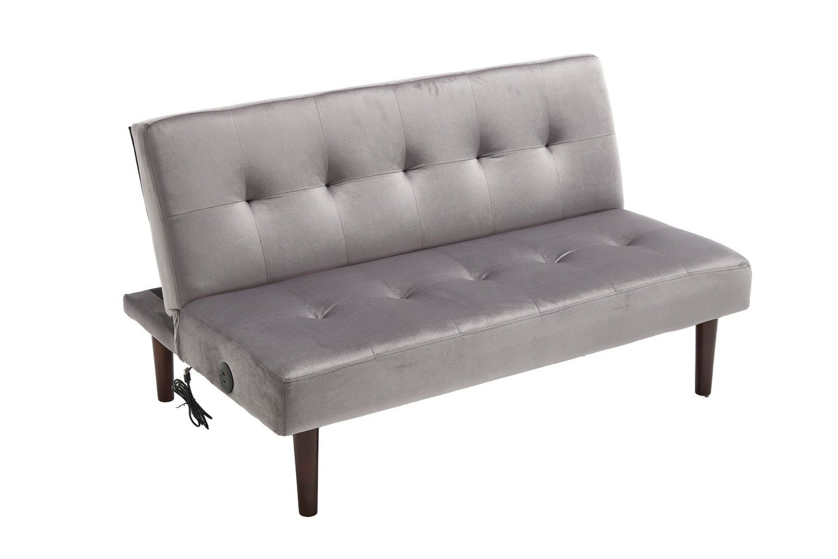 Foldable Fashion Sofa Bed High End Flannel Fabric Back Adjustable Sofa Recliner Futon, Modern Fashion Sofa with Charging Port, Suitable for Living Room Bedroom Office (Gray)