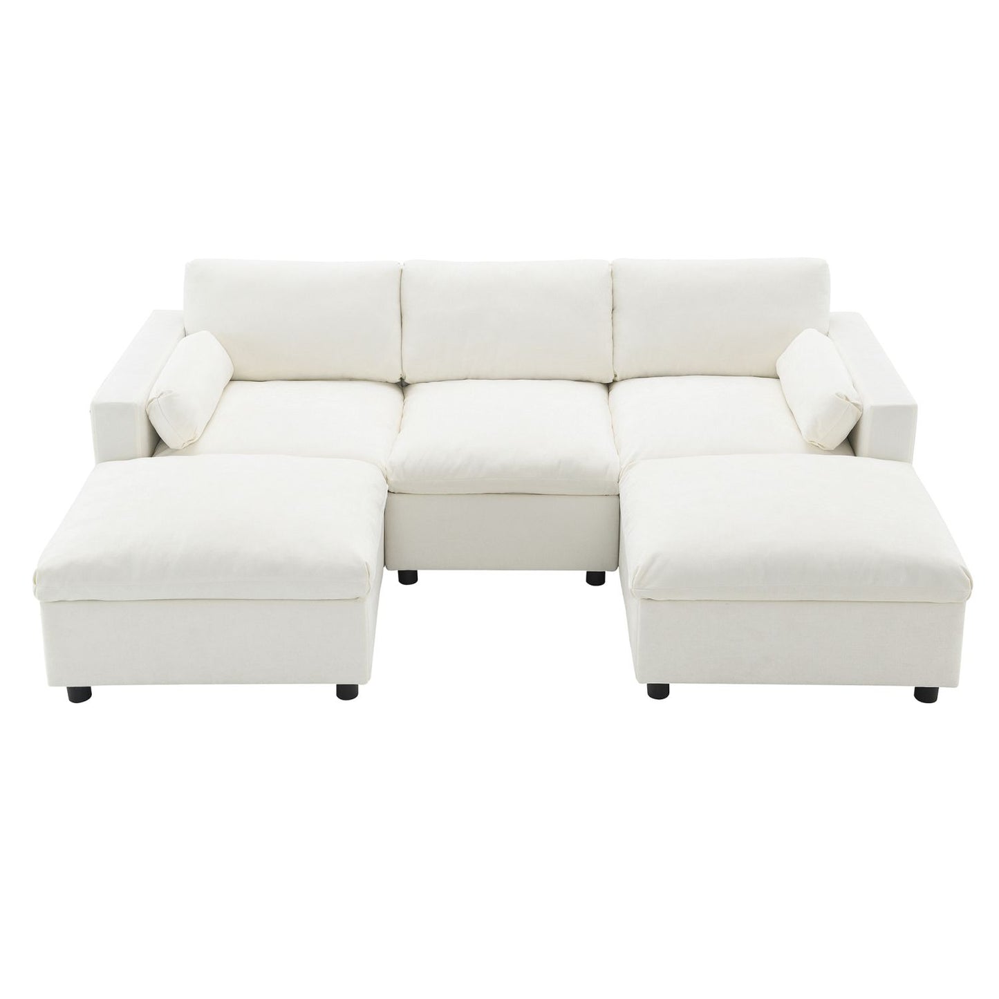 [VIDEO]86.5'' Chenille Modular Sectional Sofa with Storage Pockets, 5 Seat U Shaped Couch Set with Pillows,Free Combination,Modern Cloud Sofa with 2 Movable Ottoman for Living Room,Apartment,3 Colors