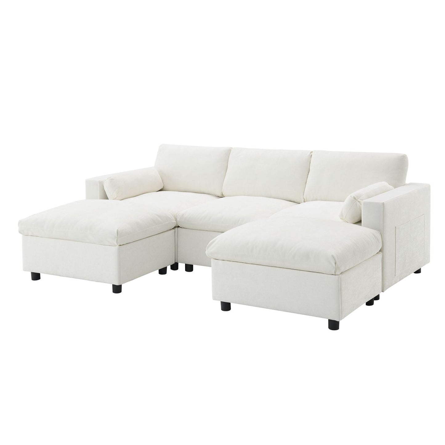 [VIDEO]86.5'' Chenille Modular Sectional Sofa with Storage Pockets, 5 Seat U Shaped Couch Set with Pillows,Free Combination,Modern Cloud Sofa with 2 Movable Ottoman for Living Room,Apartment,3 Colors